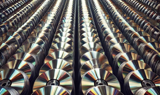 Rows and rows of shiny discs.