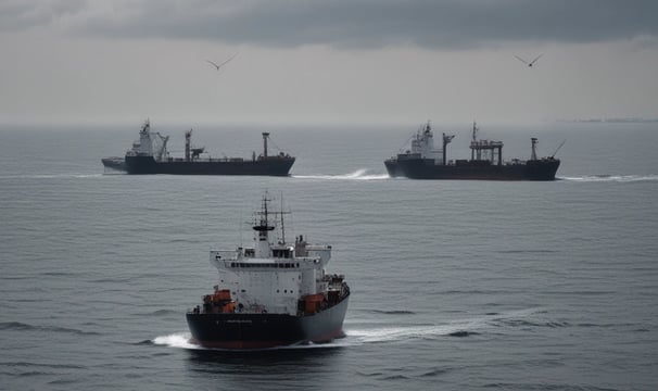 A large container ship labeled NYK LINE is navigating through a channel with breakwaters on either side. The ship is carrying numerous colorful shipping containers stacked on its deck. In the background, there are two lighthouses and another vessel can be seen on the open sea. The sky is clear and the water is calm, suggesting a peaceful maritime setting.