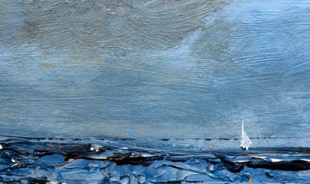 Untitled - An abstract impressionist painting of a sailboat in the ocean