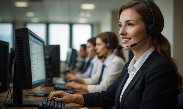 a woman in a headset with a headset and a headset
