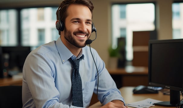 a man in a headset with a headset and a headset