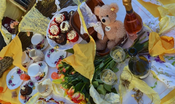Tea party with teddy bear
