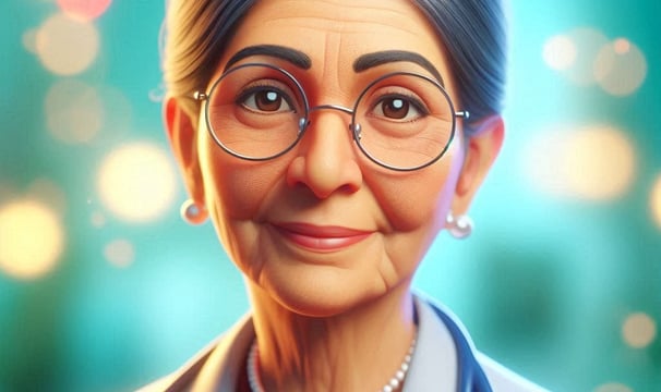 a cartoon character of a woman in a doctor's coat