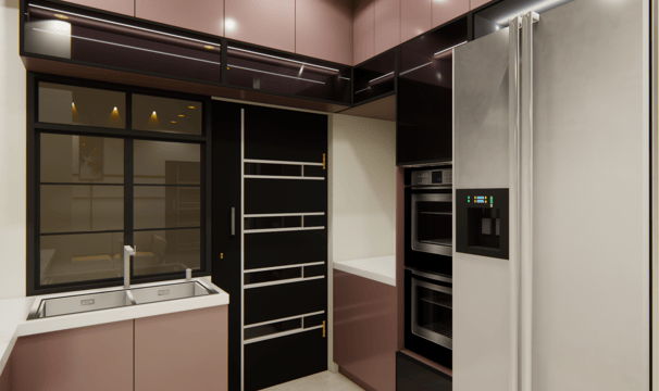 POOJA HEIGHTS - 3D image of a modern modular kitchen
