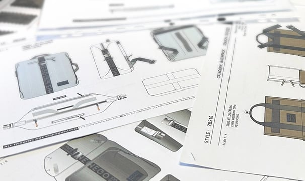designing and creating tech packs for mens clothing and bags