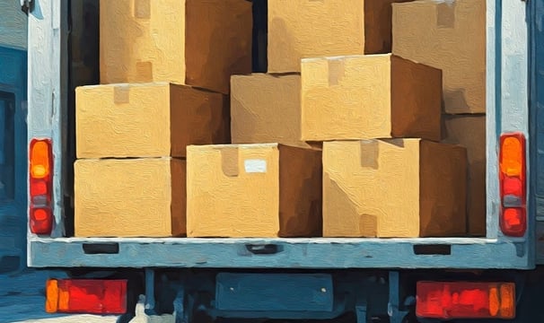 a truck with boxes of boxes on it
