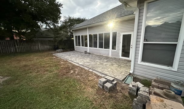 a patio with a patio with a patio area