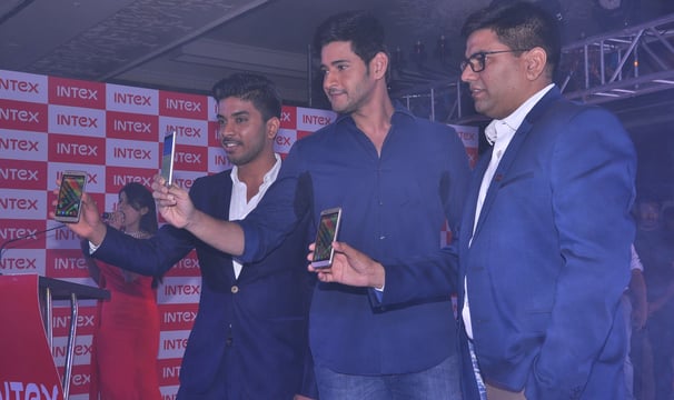 Mahesh Babu as brand ambassador for Intex mobile in Hyderabad with MD Keshav Bansal