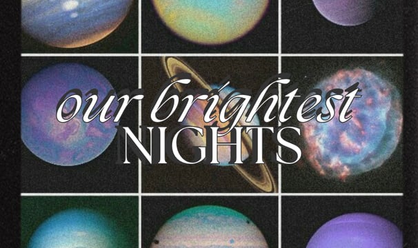 picture of Our Brightest Nights showing planets with Saturn in the middle