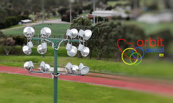 Infrastructure inspection of high rise stadium lights.