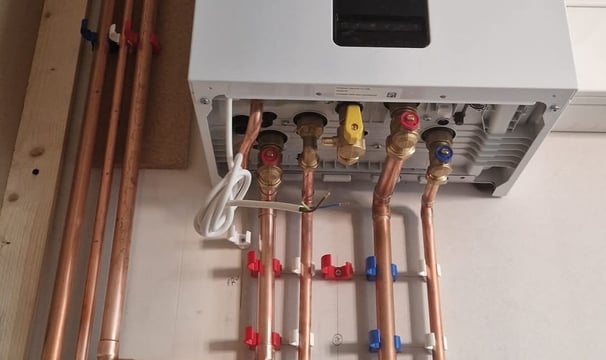Neatly piped combi boiler install in Winthorpe kitchen