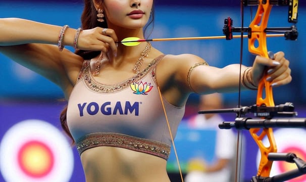 a woman in a bikini top and a bow