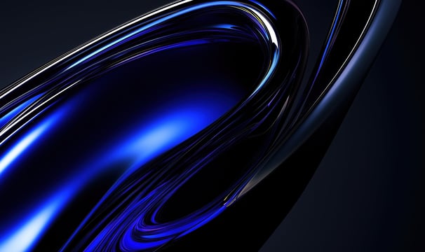 a blue and black background with a circular shaped object