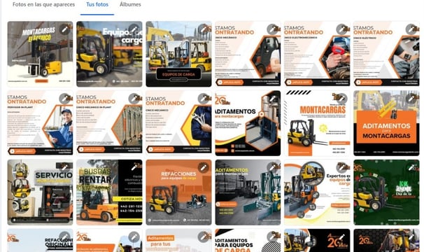 collage de imágenes de contenido en redes sociales de empresa de montacargas
