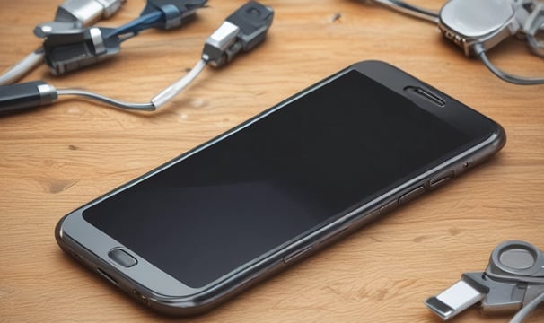 A bustling market alley filled with various stalls selling mobile accessories. Colorful garlands hang from the roof, and signboards for brands like Samsung, Oppo, and iPhone are visible. Shoppers and vendors are engaged in transactions.