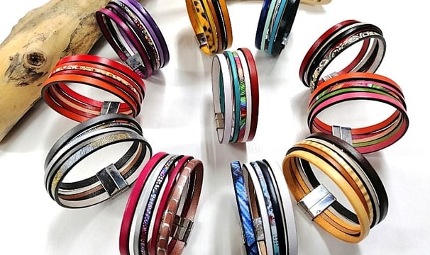 a circle of bracelets with different colored bands