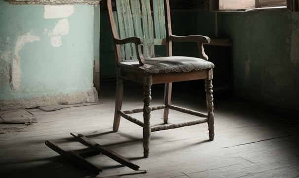 Chair glued to the floor. Wrong glue.