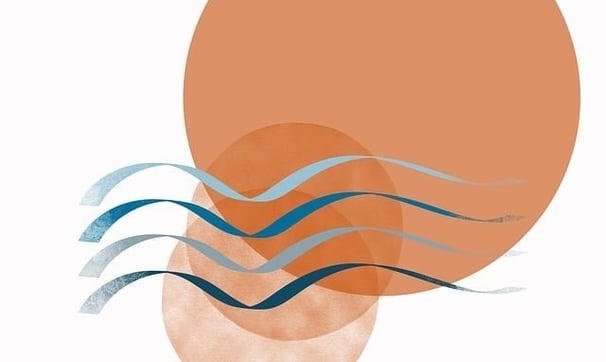 illustration simpliste avec un rond plein des vagues et 2 petits ronds pleins imbriqués