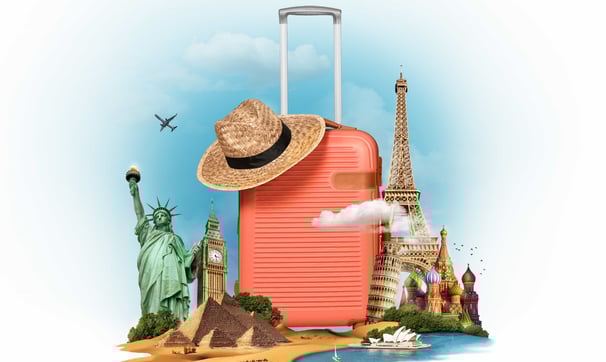 This image shows Travel concept with baggage created by Freepik.