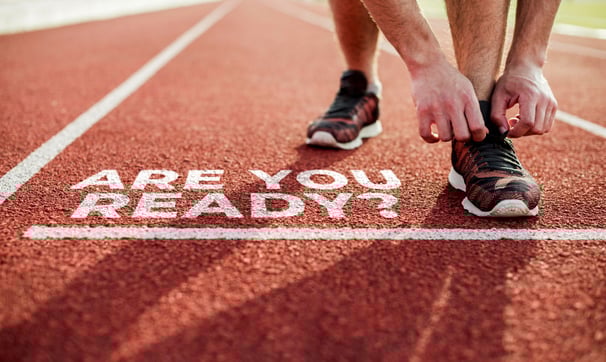 Athlete ready to run with are you ready message.