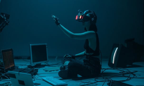 Wearable Technology - a woman in a virtual reality headset