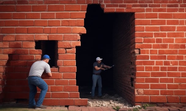 Glue brick back on wall