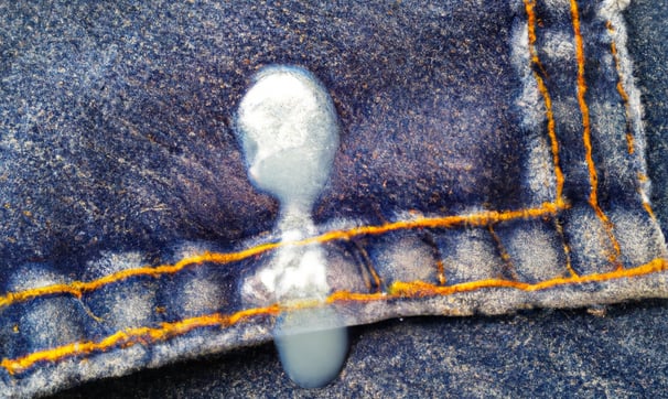 Hot glue on blue jeans