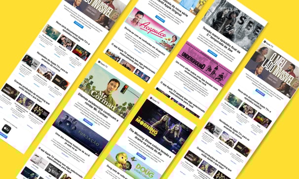 Imagem exibe diversas edições de e-mail marketing de serviço de streaming