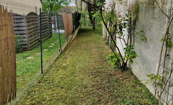 Allée de jardin dégagée et nettoyée