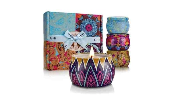 Scented Candles Gift Set, 8% Essential Oil, 4 Pack Aromatherapy Candle, Stress Relief Gifts for Wome