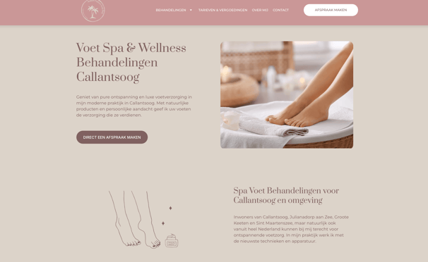 Pagina van Voet Spa & Wellness Behandelingen in Callantsoog met luxe voetverzorging 