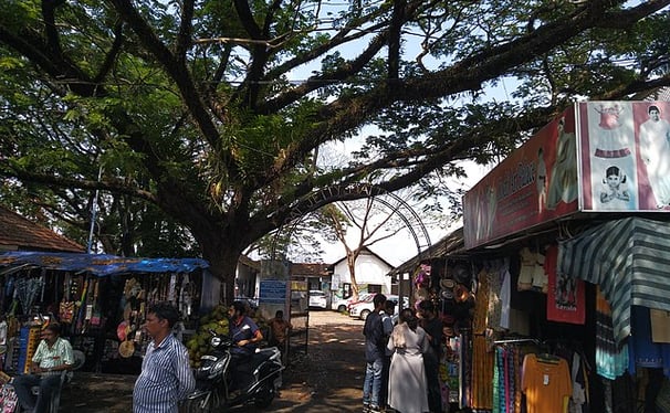 Jew Town in Fort Kochi – heritage street with antique shops and spice markets. South India travel