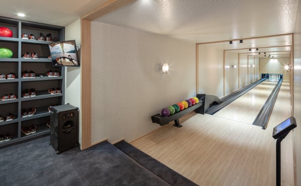Private bowling alley at Villa La Gratitud.