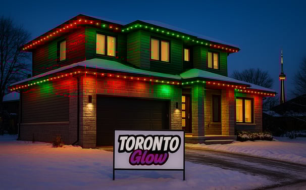 Toronto Glow home with Celebright permanent outdoor Christmas lighting in full display