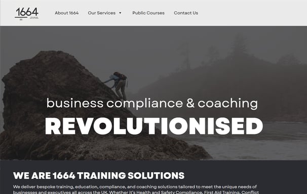 Screenshot of 1664 Training Solutions homepage