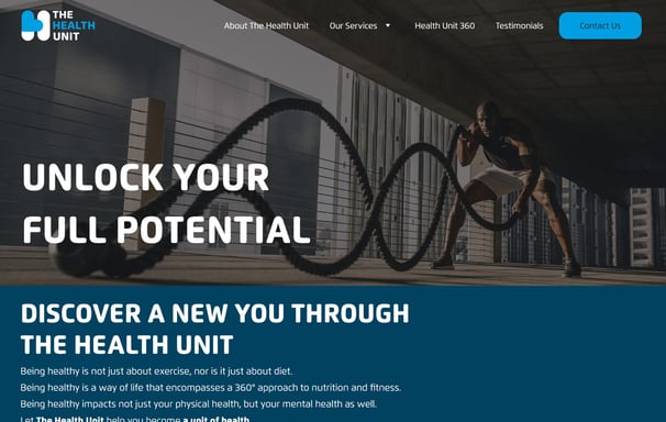 Screenshot of The Health Unit's website homepage