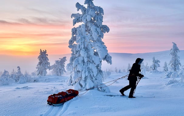 Ski de randonnée nordique et pulka en laponie finlandaise dans le parc Urho Kekkonen