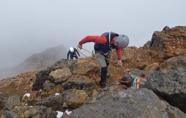 rappelling down from Sincholagua summit