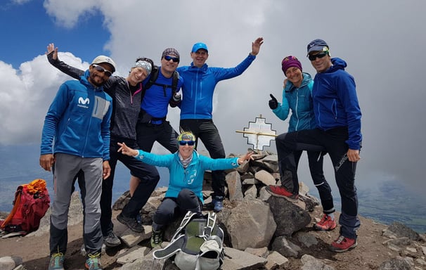 climbers on Corazon summit in Ecuador