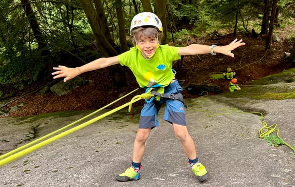 A happy kid having fun in Val di Mello
