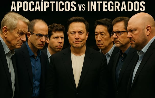 Apocalípticos vs Integrados: Geoffrey Hinton, Yuval Harari, Sam Altman, Elon Musk, Andrew Ng, Yann L