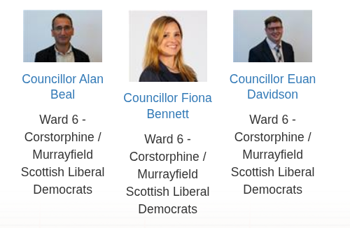 Snapshot of City of Edinburgh Council website showing ward 6 City Councillors