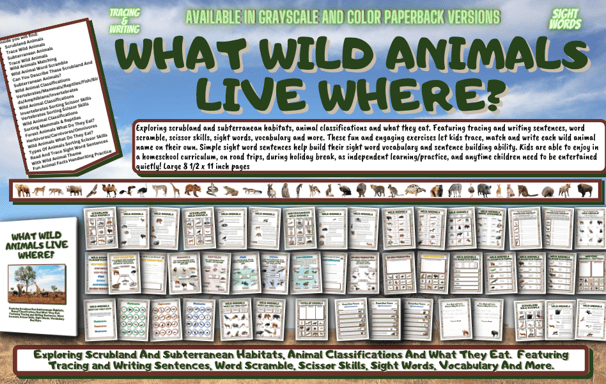 Exploring scrubland and subterranean habitats, animal classifications and what they eat.