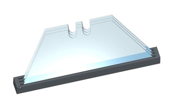a glass display case with a clear glass top