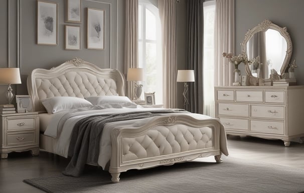 a bedroom with a bed and a rug