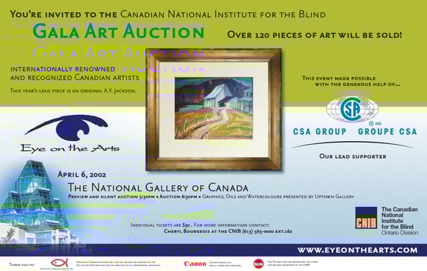 la carte d'invitation à la vente aux enchères annuelle de l'Institut canadien pour les aveugles 2002