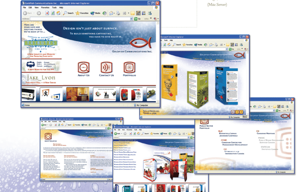 une capture d'écran du site Internet de l'agence de communications Goldfish