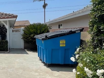 Our 3 cubic yard bin ready to be filled with cardboard boxes and small furniture.  