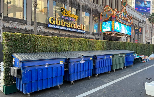 Our 3 cubic yard bin on a social event rentals.