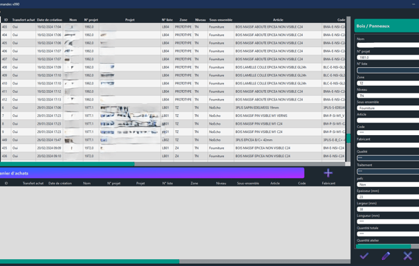 Interface utilisateur de la GPAO